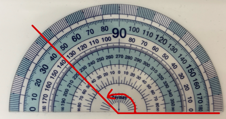 135度の測り方の画像