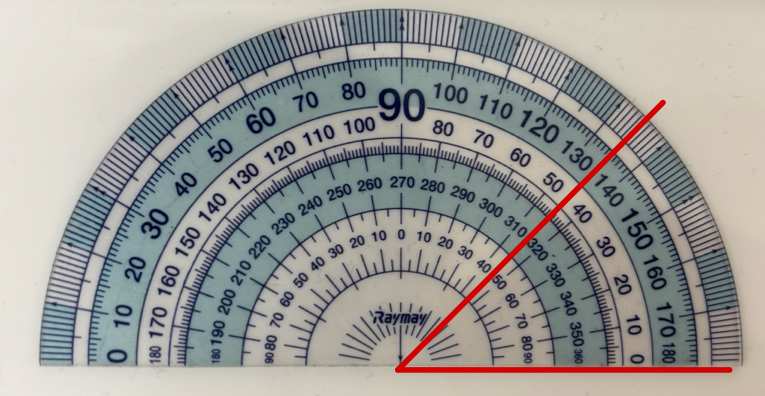 45°の測り方の画像