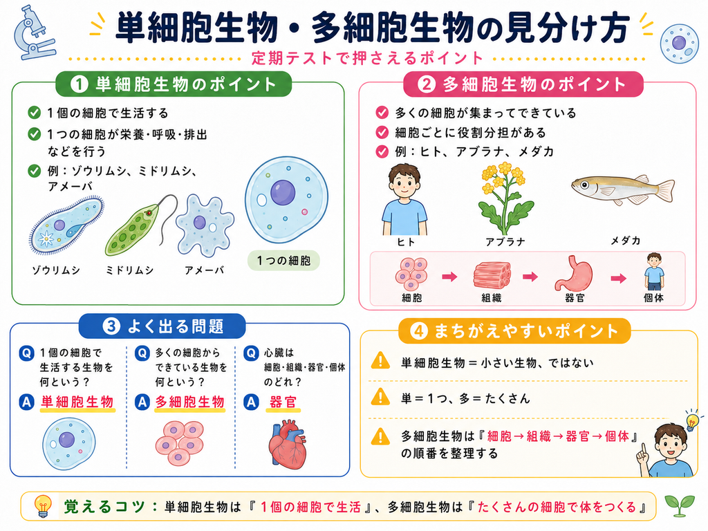 単細胞生物・多細胞生物の見分け方