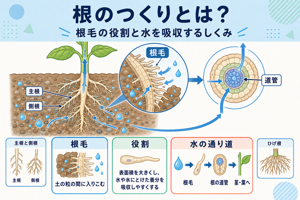 根毛の役割と水を吸収するしくみ