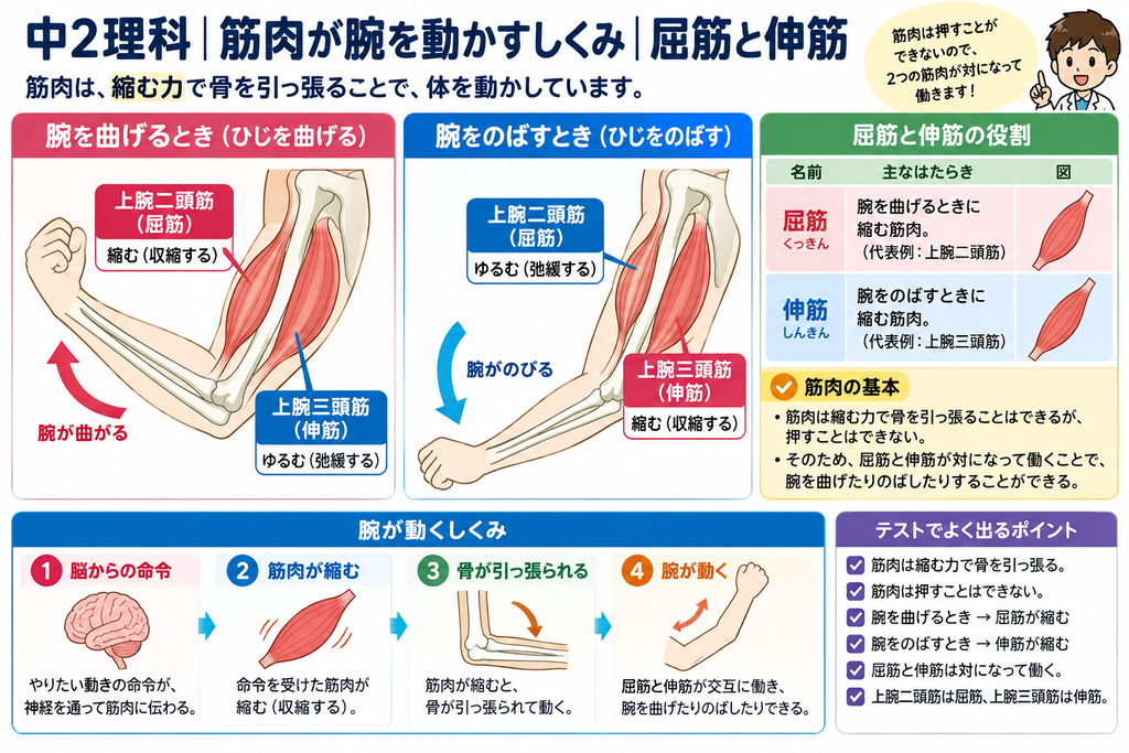 筋肉が腕を動かすしくみ
